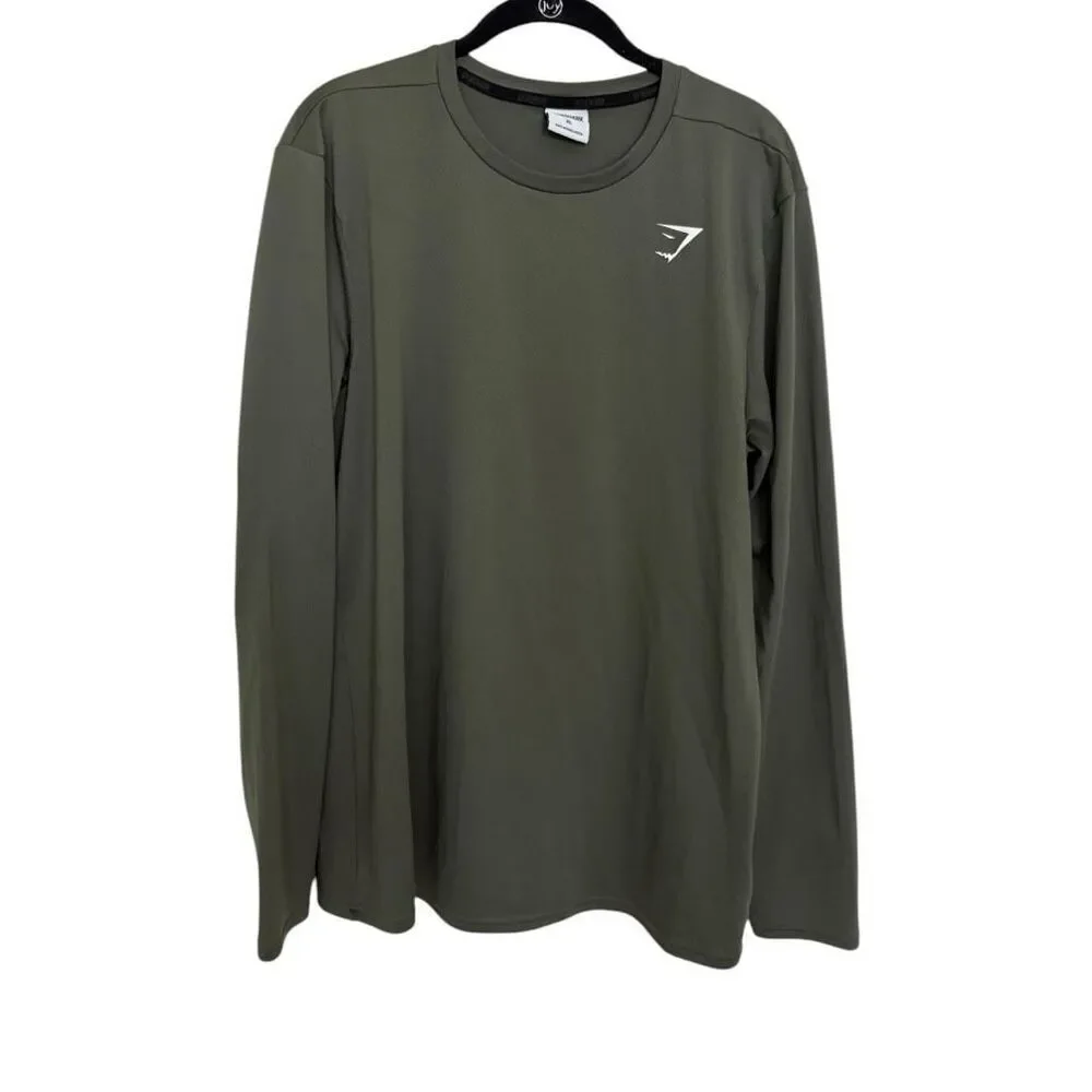 Gymshark Arrival Long Sleeve Workout Top Olive Green Size XL